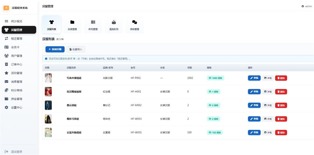 汉服列表管理